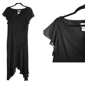 ADRIANNA PAPELL Vintage Chiffon Flutter Sleeve Beaded Asymmetric Hem - Sz 10 NWT